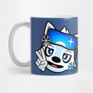 Relaxed Peace Sign Skier Alaskan Malamute Brook Mug